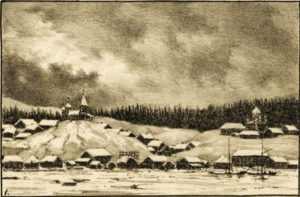 Вид города Березова. Худ.: П.М. Кошаров. 1891.